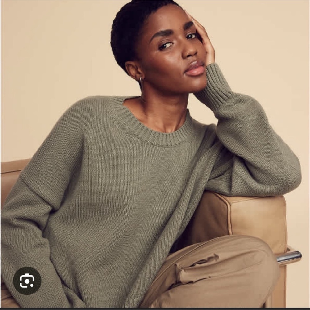 ISO Quince Organic Cotton Boyfriend Sweater in Agave size S/M